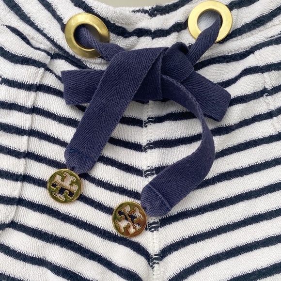 Tory Burch Pull On Stripe Terry Cloth Shorts - Picture 3 of 6